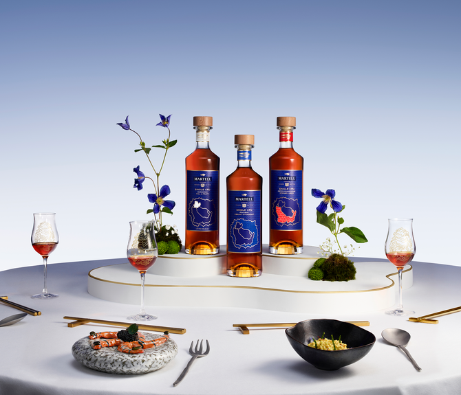 Visual showing the 3 bottles of Single Cru laid out on a table