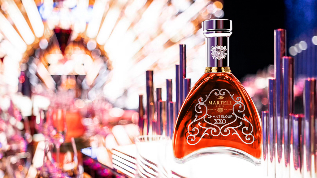 Visual lifestyle of bottle of Martell XO
